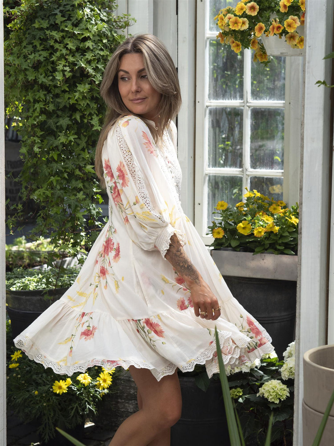 Cotton Slub Shift dress Hvit – byDryss