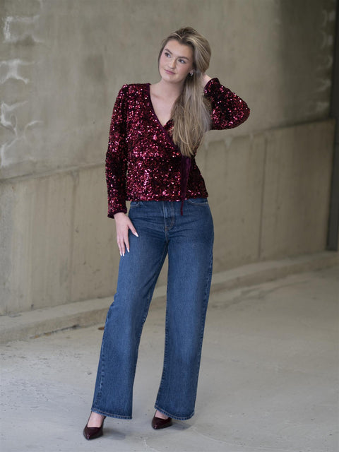 Elle wrap Top Burgunder