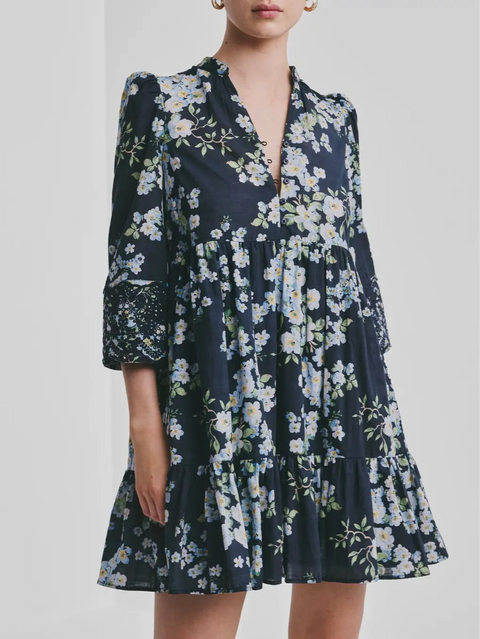 Cotton Slub Tunic Dress Blå