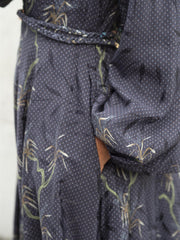 Jacquard Midi Dress Mørk Blå Melert