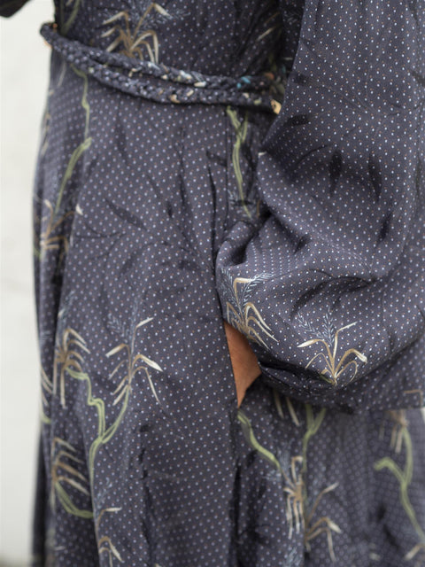 Jacquard Midi Dress Mørk Blå Melert