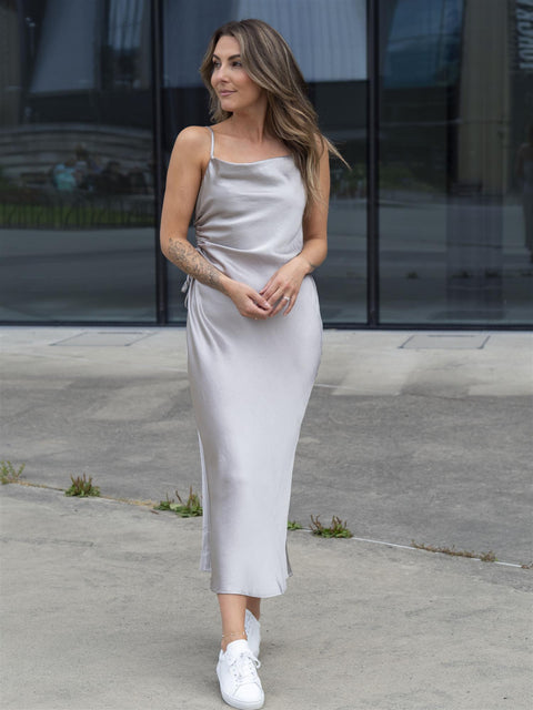 Selene Midi Strap Dress Sølv