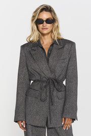 Minka Belted blazer Sort/Hvit
