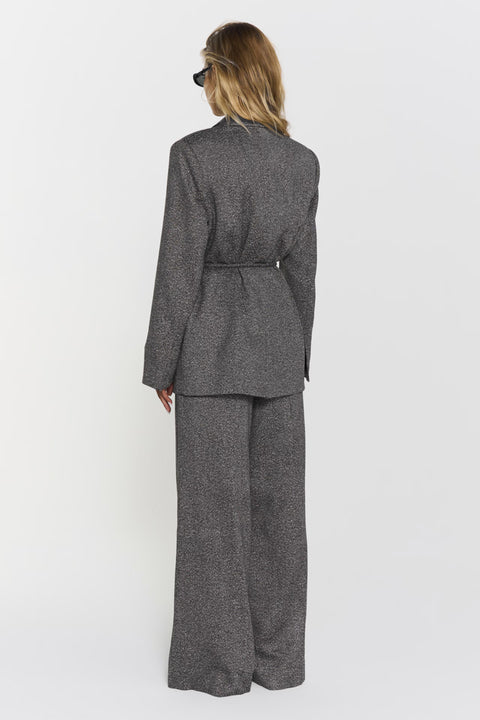 Minka Belted blazer Sort/Hvit