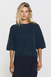 Madina Short Sleeve Knit Gråblå