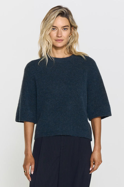 Madina Short Sleeve Knit Gråblå