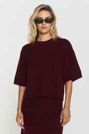 Madina Short Sleeve Knit Burgunder