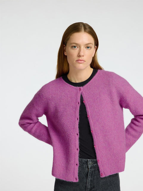 Sia Ras o-neck Cardigan Rosa