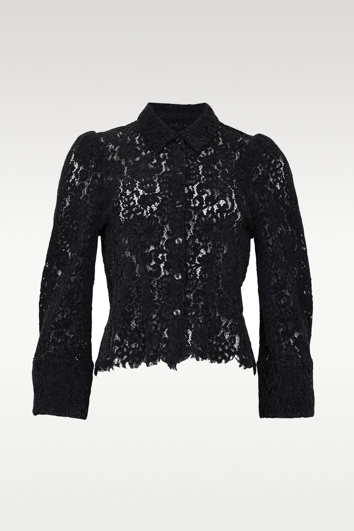 Lace velvet shirt Sort