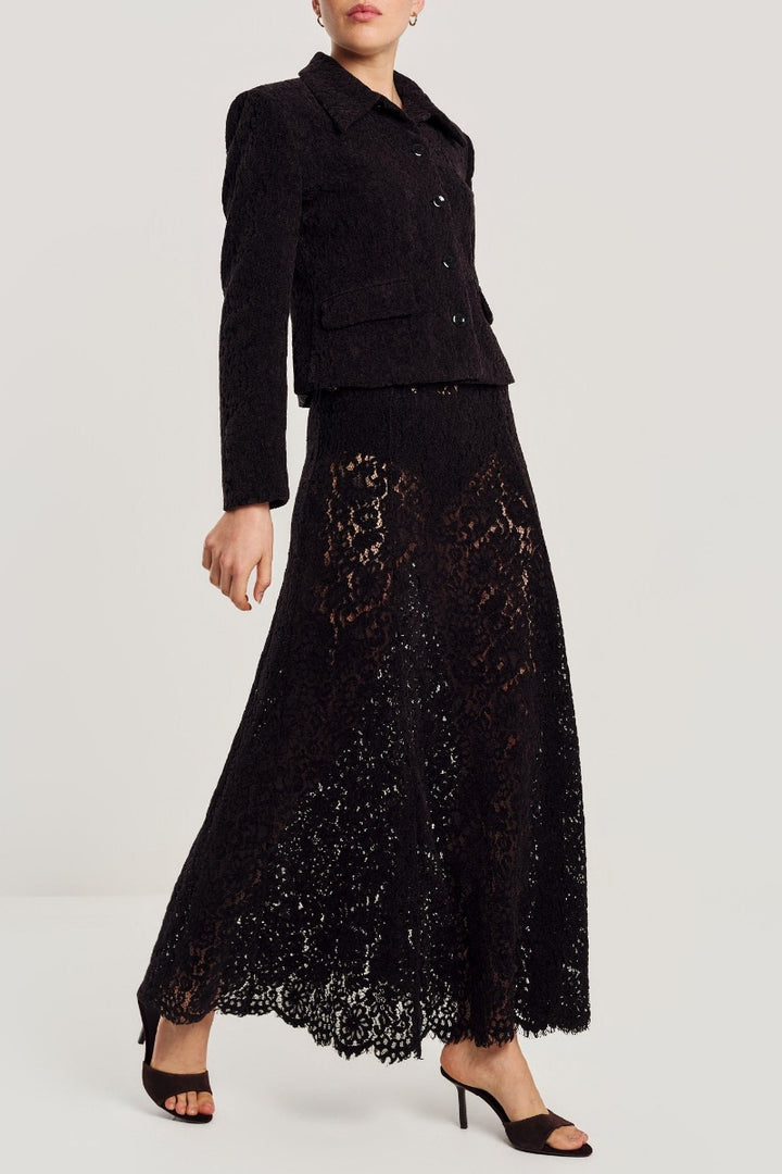 Lace velvet skirt Sort