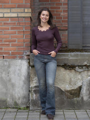 Benita Silk LS O-neck Burgunder