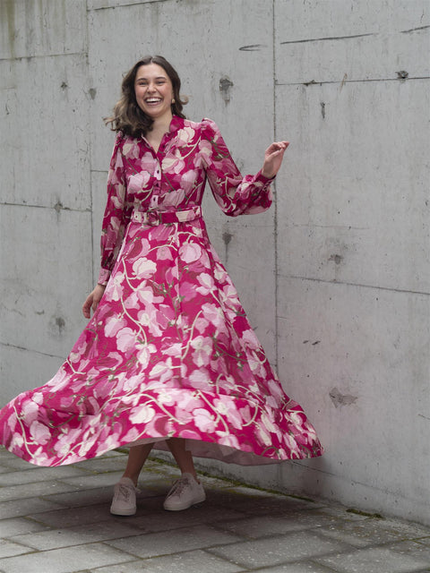 Viscose Belt Dress Rosa