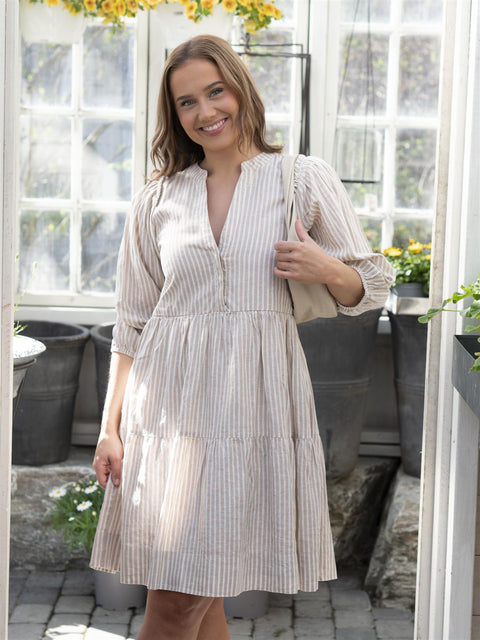 Hillie Striped short linen dress