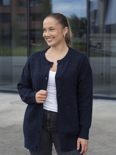 Sia ras long cardigan Mørkeblå