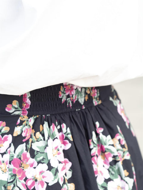 Poplin maxi skirt Sort