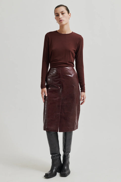 Queens Leather Skirt Burgunder