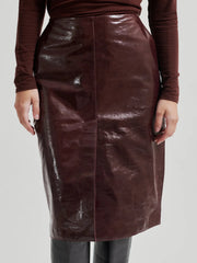 Queens Leather Skirt Burgunder