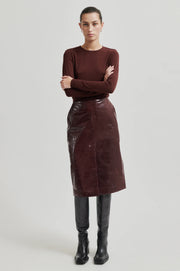 Queens Leather Skirt Burgunder