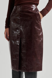 Queens Leather Skirt Burgunder