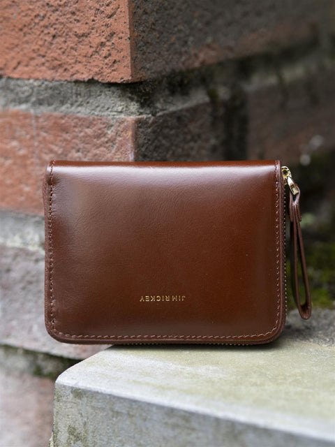 Small Zip Wallet Brun