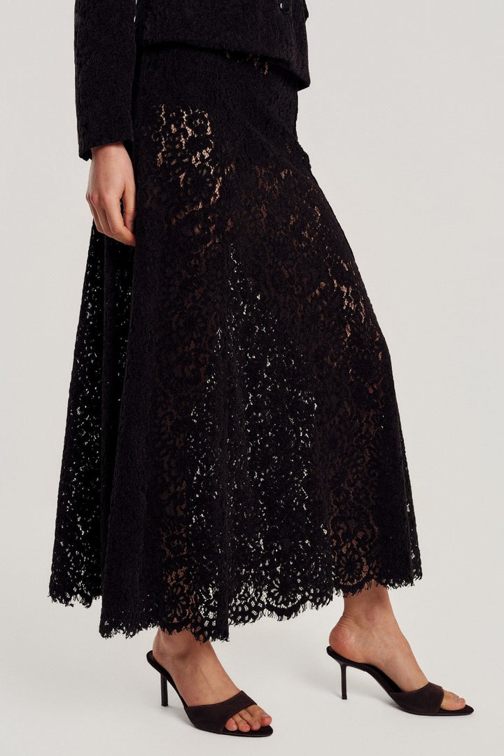 Lace velvet skirt Sort
