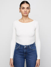 Petronella Rib Boatneck Off-White