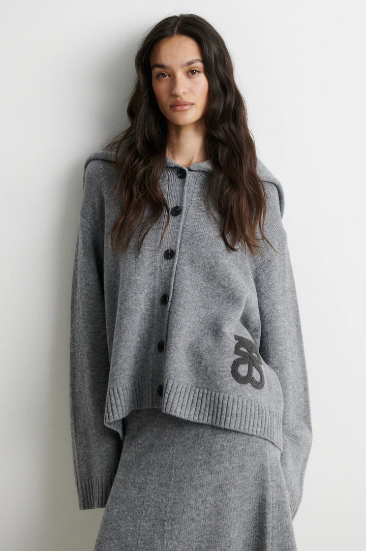 Alpha Knit Cardigan Gråblå