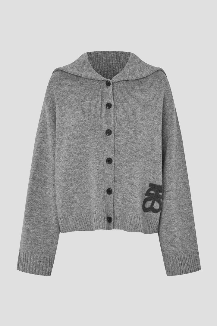 Alpha Knit Cardigan Gråblå