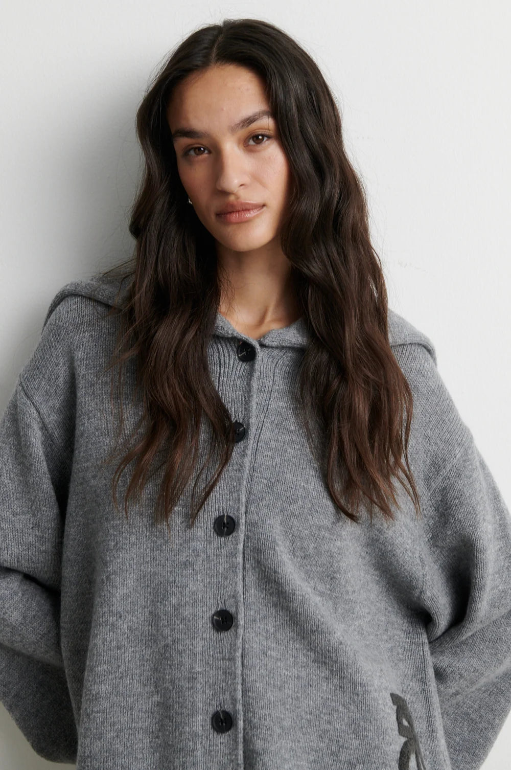 Alpha Knit Cardigan Gråblå