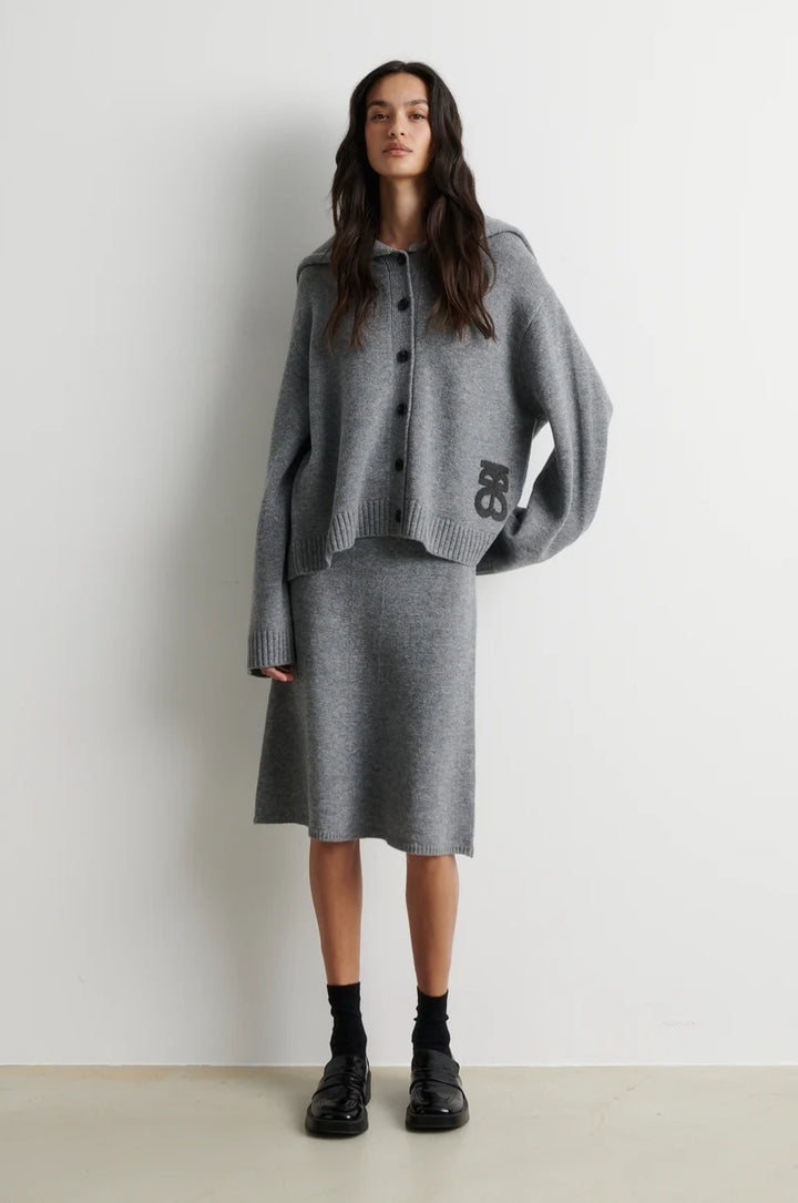 Alpha Knit Cardigan Gråblå