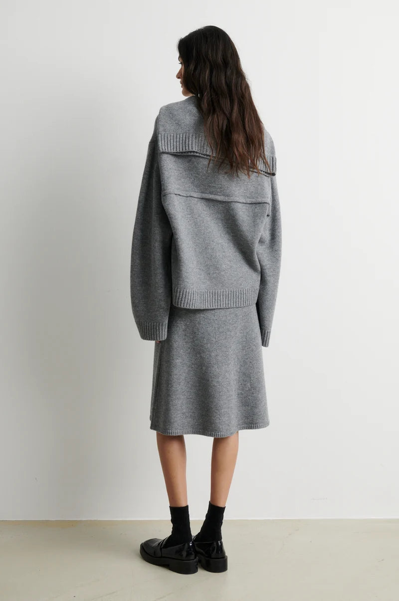Alpha Knit Cardigan Gråblå