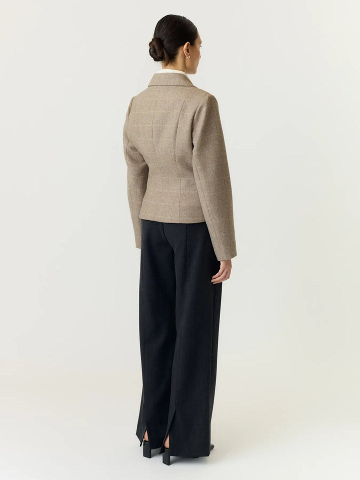 Thela LS Wool Blend Short Jacket Taupe