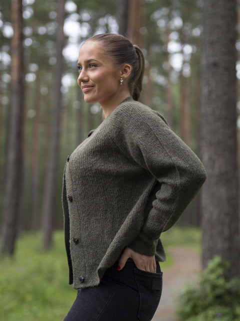 Lulu short cardigan Mørkegrønn