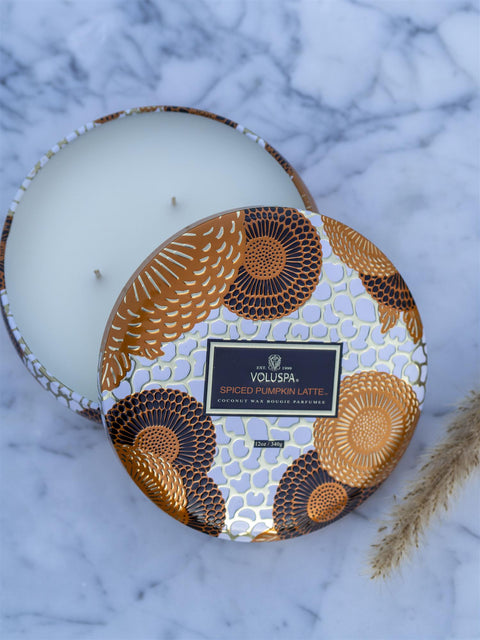 3-wick Candle Tin Spiced Pumpkin Latte Orange