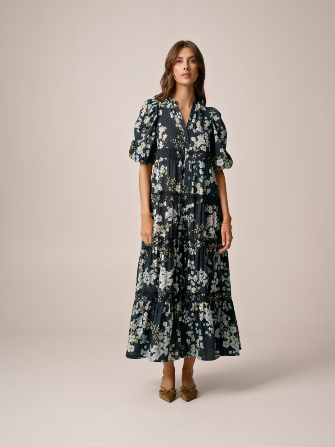 cotton slub maxi dress Black slub cotton short sleeve a line maxi dress L