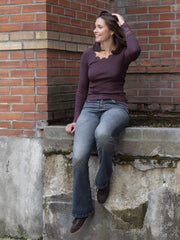 Benita Silk LS O-neck Burgunder