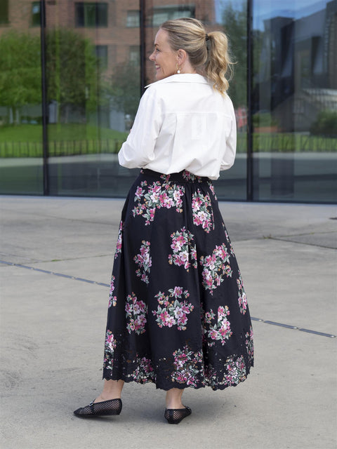 Poplin maxi skirt Sort