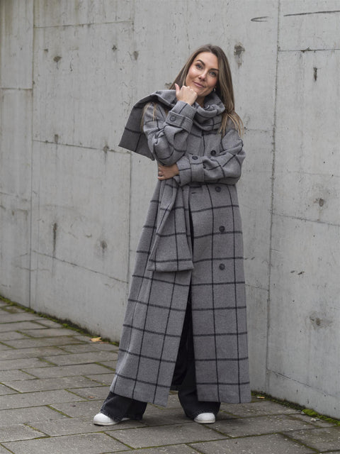 SLF Helle long wool scarf coat Grå