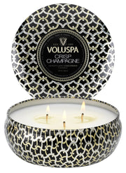 3-Wick Tin Crisp Champagne