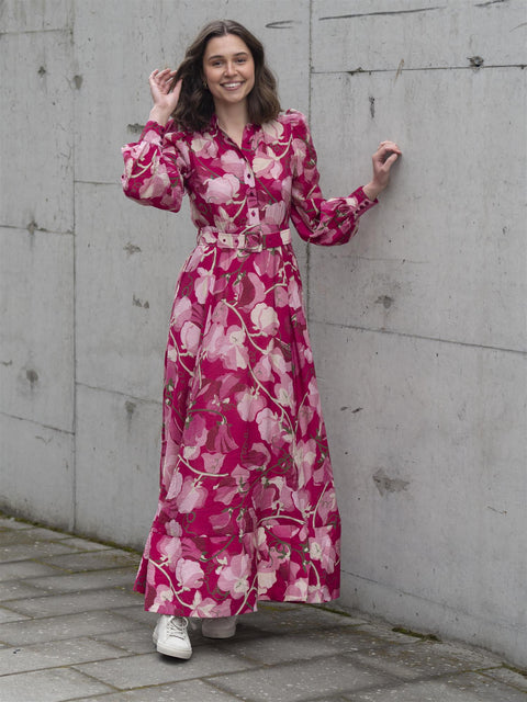 Viscose Belt Dress Rosa