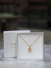 Mini drop necklace Gold Cream
