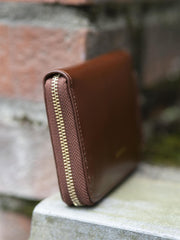 Small Zip Wallet Brun