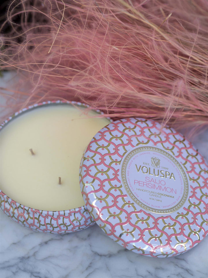 3-wick Tin Saijo Persimmon Hvit