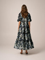 Cotton Slub Maxi Dress Blå