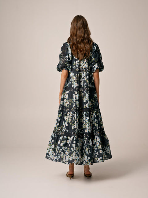 Cotton Slub Maxi Dress Blå
