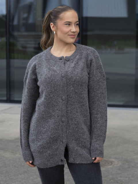 Sia ras long cardigan Grå