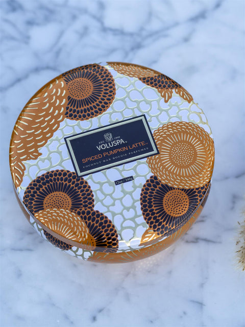 3-wick Candle Tin Spiced Pumpkin Latte Orange