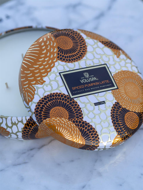 3-wick Candle Tin Spiced Pumpkin Latte Orange