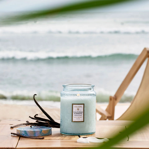 Large Jar Candle California Summers Lyseblå