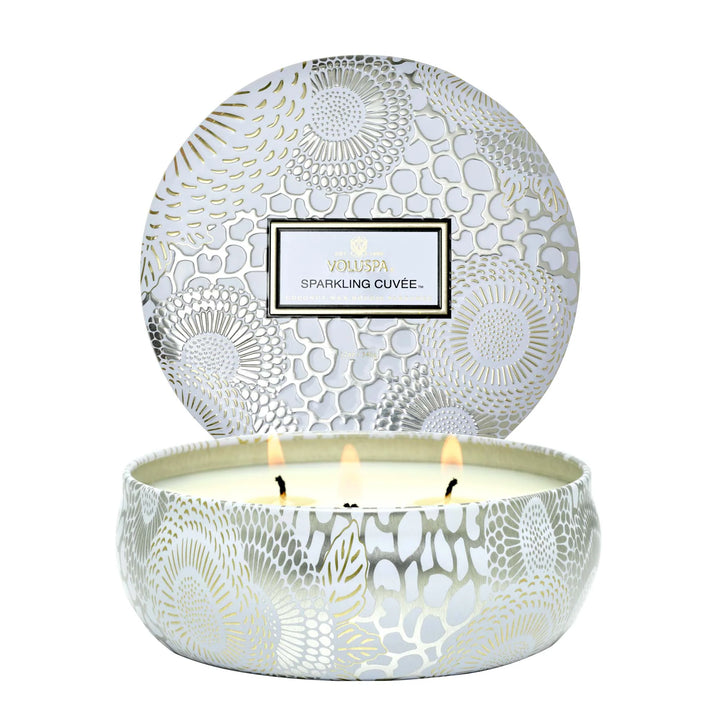 3 Wick Tin candle Sparkling cuvee Hvit